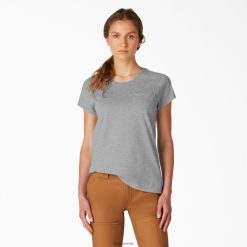 Dickies Latvija | Dickies Atdzesējot īso piedurkņu t-kreklu apģērbs sievietes L48661579 Virši pelēkā (Hg)