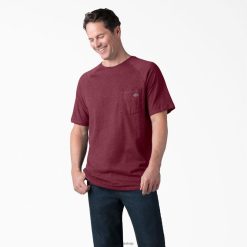 Dickies Latvija | Dickies Atdzesējot īso piedurkņu t-kreklu apģērbs vīrieši L4866539 Burgundija Heather (Byh)