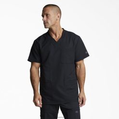 Dickies Latvija | Dickies Dynamix V-Neck skrubja augšdaļa apģērbs vīrieši L48661351 melns (blk)
