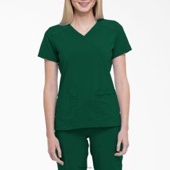 Dickies Latvija | Dickies EDS Essentials Mock Wrap Scrub Top apģērbs sievietes L48662639 Hunter Green (HTR)