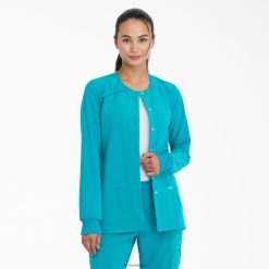 Dickies Latvija | Dickies EDS Essentials Snap priekšējā skruba jaka apģērbs sievietes L48662585 Zilās zila (TLB)