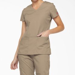 Dickies Latvija | Dickies Eds Signature v-Neck skrubis augšdaļa ar pildspalvas slotu apģērbs sievietes L48662417 Khaki (Kha)