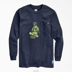 Dickies Latvija | Dickies Estevan Oriol Green El Triste ar garām piedurknēm T-krekls apģērbs vīrieši L4866953 Tumšā flote (DN)