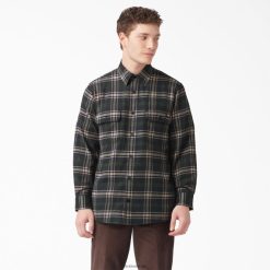 Dickies Latvija | Dickies Flaneļa krekls ar garām piedurknēm apģērbs vīrieši L4866781 Zaļais/melns pleds (NPG)