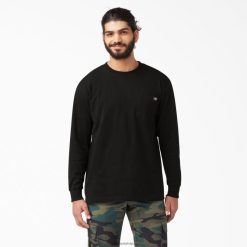 Dickies Latvija | Dickies Garo piedurkņu smagā svara t-krekls apģērbs vīrieši L4866601 melns (BK)