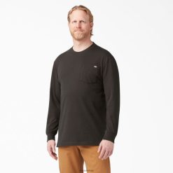 Dickies Latvija | Dickies Garo piedurkņu smagā svara t-krekls apģērbs vīrieši L4866603 šokolādes brūns (CB)