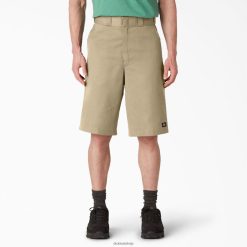 Dickies Latvija | Dickies Loose Fit Flat priekšējie darbi šorti 13 " darba apģērbs vīrieši L4866345 Khaki (KH)