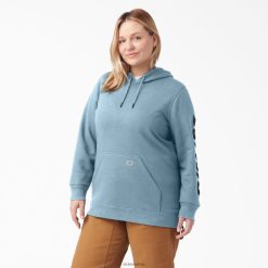 Dickies Latvija | Dickies Plus smagā svara logotipa piedurknes pulveris apģērbs sievietes L48662343 Skaidrs zils (ES)