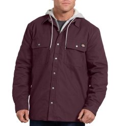 Dickies Latvija | Dickies Relaksēta fit ikona ar kapuci pīles vatēta krekla jaka apģērbs vīrieši L48661053 Maroon (MR)