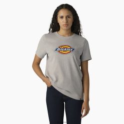 Dickies Latvija | Dickies Smagā svara logotipa t-krekls apģērbs sievietes L48662107 Virši pelēkā (H2)