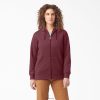 Dickies Latvija | Dickies Smagā svara pilna zip vilnas kapuce apģērbs sievietes L48662285 Burgundija Heather (Byh)