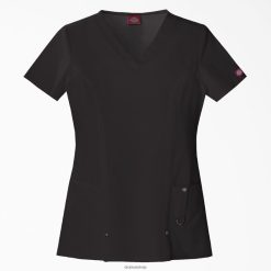 Dickies Latvija | Dickies Xtreme Stretch V-Neck skrubis augšdaļa apģērbs sievietes L48662461 melns (blk)