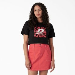Dickies Latvija | Dickies Zebra grafiskais apgriezts t-krekls apģērbs sievietes L48662193 melns (KBK)