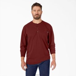 Dickies Latvija | Dickies garu piedurkņu smagsvara Henlija t-krekls apģērbs vīrieši L4866699 Madder Brown (MB1)