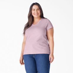 Dickies Latvija | Dickies plus īsas piedurknes v-kakla t-krekls apģērbs sievietes L48662041 Mauve ēnas (vs)