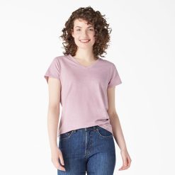 Dickies Latvija | Dickies Īsas piedurknes v-kakla t-krekls apģērbs sievietes L48662067 Mauve ēnas (vs)