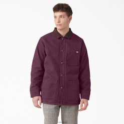 Dickies Riga | Dickies Akmens mazgātais pīles izklāts hore mētelis apģērbs vīrieši L48661102 Akmens mazgāts vīnogu vīns (SRW)