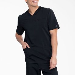 Dickies Riga | Dickies Balance v-kakla skrubja augšdaļa ar plākstera kabatām apģērbs vīrieši L48661408 melns (blk)