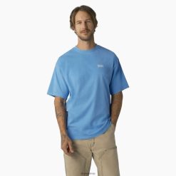 Dickies Riga | Dickies Bandon īso piedurkņu t-krekls apģērbs vīrieši L4866788 Azure Blue Pigment Wash (AWG)