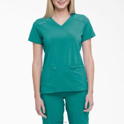 Dickies Riga | Dickies EDS Essentials Mock Wrap Scrub Top apģērbs sievietes L48662636 Teal (DTL)