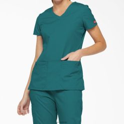Dickies Riga | Dickies Eds Signature v-Neck skrubis augšdaļa ar pildspalvas slotu apģērbs sievietes L48662410 Teal (DTL)