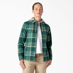 Dickies Riga | Dickies Flaneļa kapuces krekla jaka apģērbs sievietes L48662274 Mallard Campide Plaid (A2V)