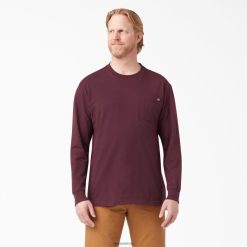 Dickies Riga | Dickies Garo piedurkņu smagā svara t-krekls apģērbs vīrieši L4866602 Burgundija (pēc)