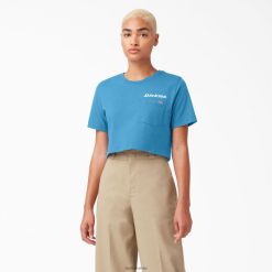 Dickies Riga | Dickies Grafisks apgriezts t-krekls apģērbs sievietes L48662148 Spilgts kobalts (B2T)