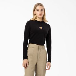 Dickies Riga | Dickies Kļavas ielejas logotips ar garām piedurknēm apgriezts t-krekls apģērbs sievietes L48662052 melns (KBK)