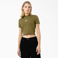 Dickies Riga | Dickies Kļavu ielejas logotips apgriezts t-krekls apģērbs sievietes L48662096 Zaļā sūna (G2M)