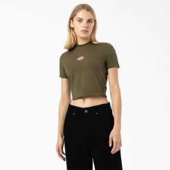 Dickies Riga | Dickies Kļavu ielejas logotips apgriezts t-krekls apģērbs sievietes L48662098 Militārā zaļā krāsa (ml)