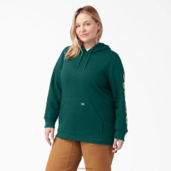 Dickies Riga | Dickies Plus smagā svara logotipa piedurknes pulveris apģērbs sievietes L48662344 Meža zaļš (pēdas)