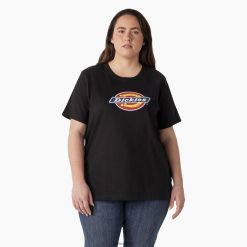 Dickies Riga | Dickies Plus smagā svara logotipa t-krekls apģērbs sievietes L48662146 melns (KBK)