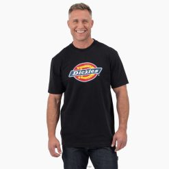 Dickies Riga | Dickies īsas piedurknes trīs krāsas logotipa grafiskais t-krekls apģērbs vīrieši L4866712 melns (KBK)
