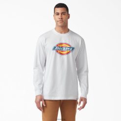 Dickies Riga | Dickies trīskrāsu logotipa grafiskais t-krekls ar garām piedurknēm apģērbs vīrieši L4866830 balts (WH)