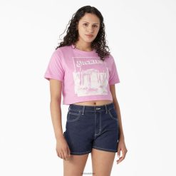 Dickies Riga | Dickies tuksneša grafiskais apgriezts t-krekls apģērbs sievietes L48662134 Savvaļas roze (WR2)